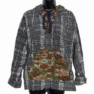 MENS S OR WOMENS L IXCHEL HOODIE BOHO PATCHWORK EMBROIDERY GRUNGE 90s GUATEMALA
